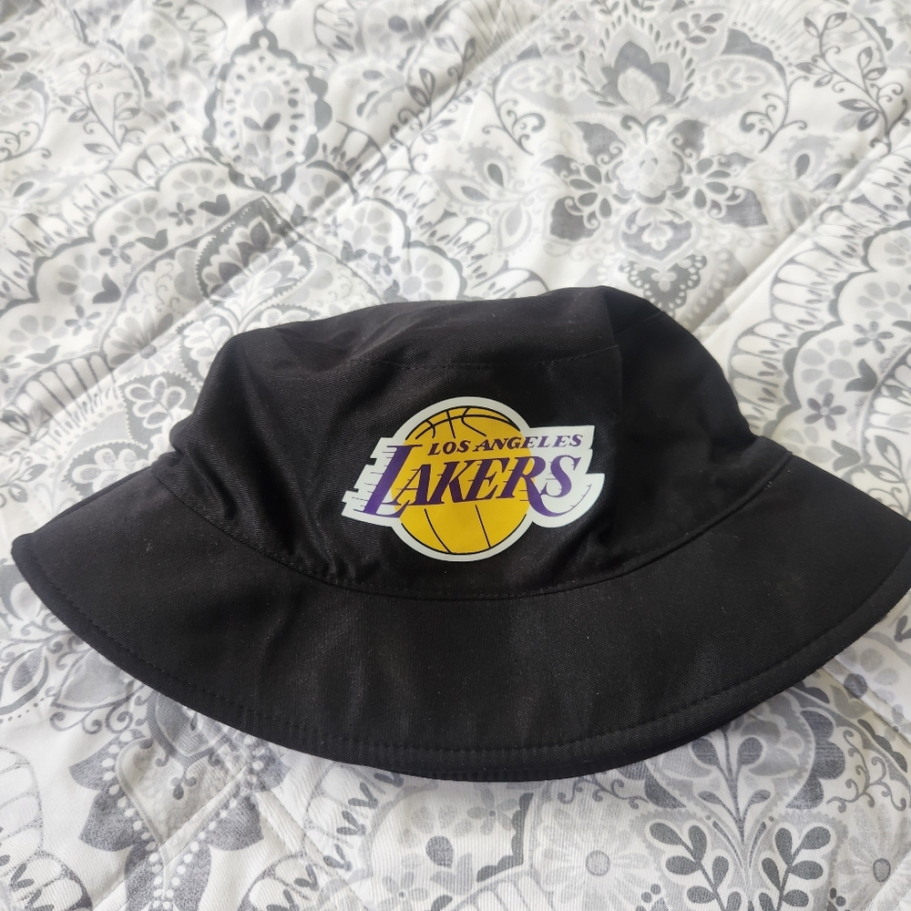 LA Lakers/Los Angeles Lakers Bucket Hat Solid Black inside and outside